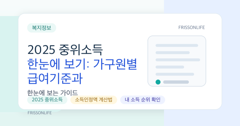 2025 중위소득 한눈에 보기: 가구원별 급여기준과 소득인정액 계산법