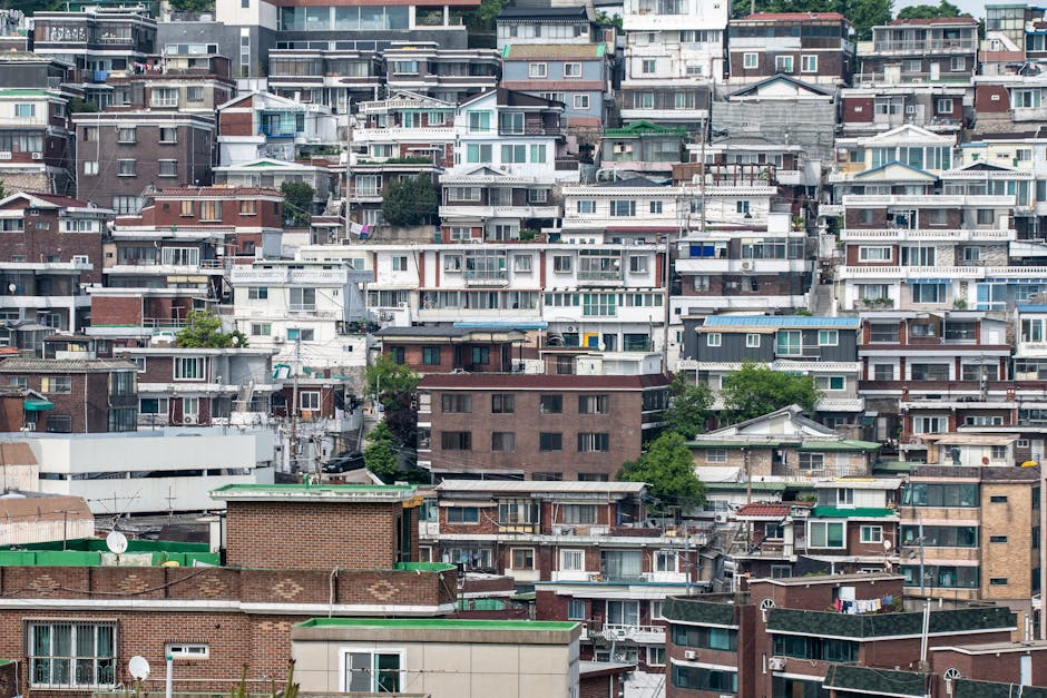 Vibrant urban landscape showcasing dense residential buildings in Seoul, South K