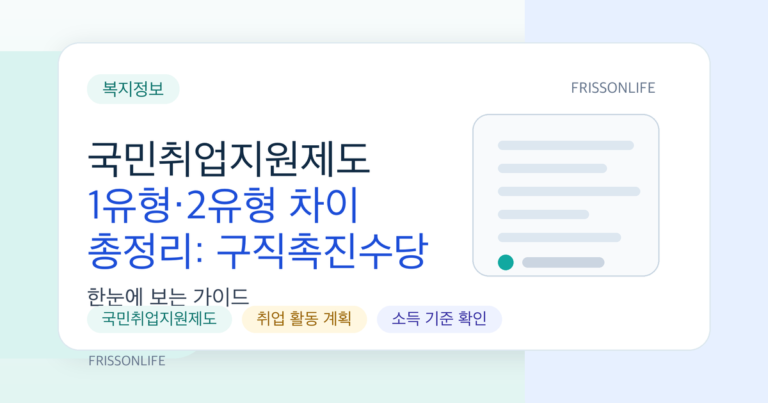 국민취업지원제도 1유형·2유형 차이 총정리: 구직촉진수당 50만 원 받는 법