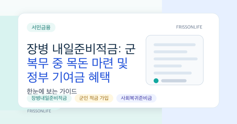 장병 내일준비적금: 군 복무 중 목돈 마련 및 정부 기여금 혜택